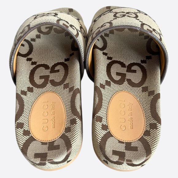 Gucci Beige & Brown GG Monogram Sandals - Picture 4 of 8
